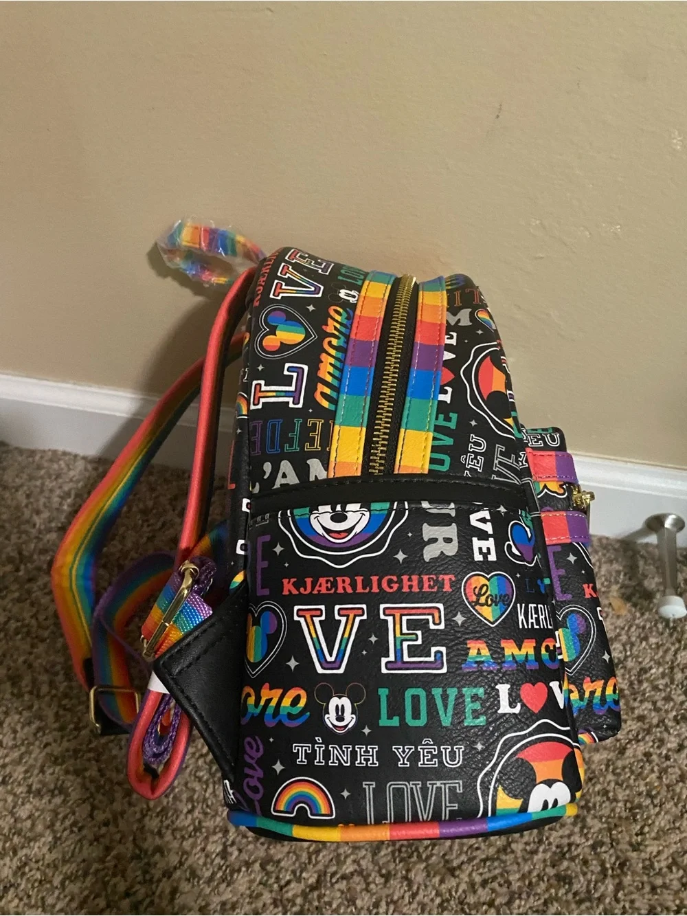 Loungefly Rainbow Love Graphic Mini Backpack - Black Multicolor